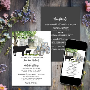 Invitation Vaches et tracteurs Country Farm Tout en un Mariag