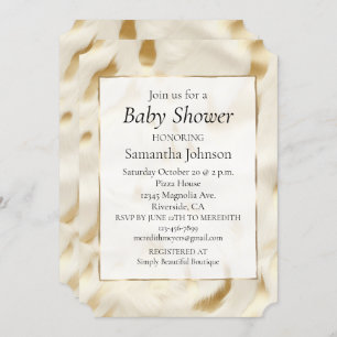 Invitation Vachette blanche à crème blanche Western Gold