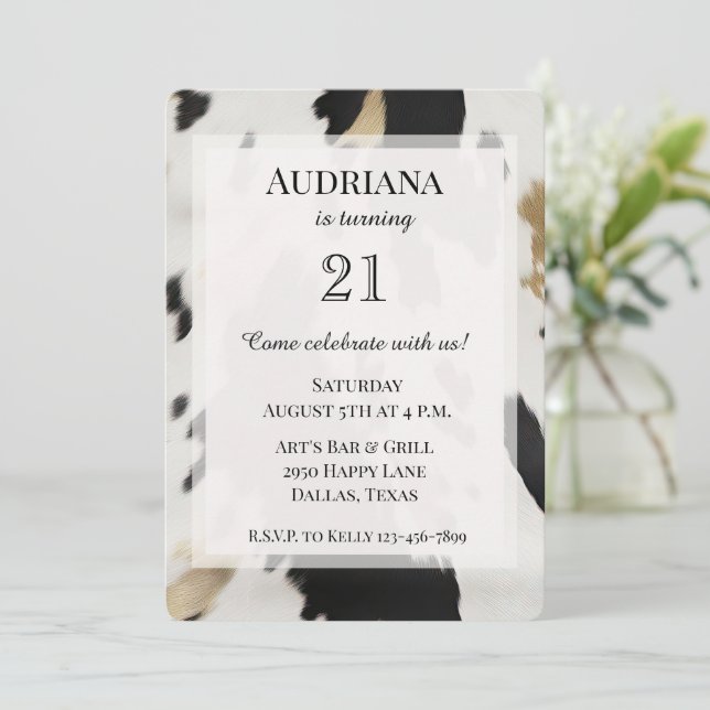 Invitation Vachette blanche noire en or Occident Anniversaire (Debout devant)