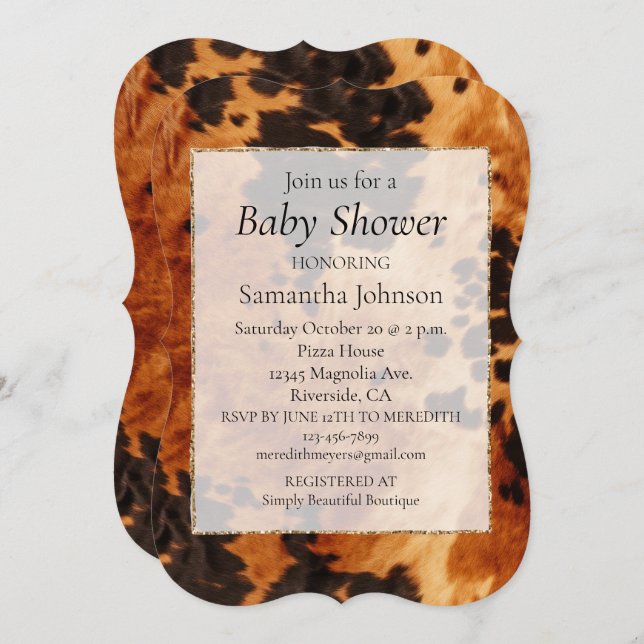 Invitation Vachette Brown occidentale (Devant / Derrière)