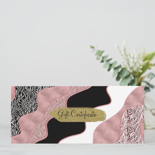 Invitation Vague Abstraite rose Gold Rose Glam moderne tendan (Debout devant)