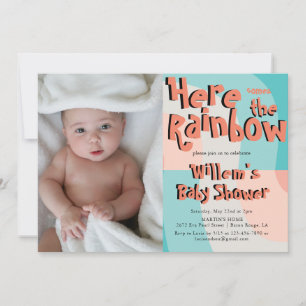 Invitation Vague arc-en-ciel colorée Baby shower photo Abstra