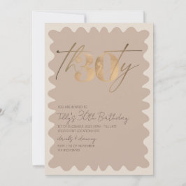 Invitation Vague bordure neutre or moderne 30e anniversaire