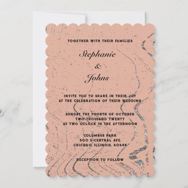 Invitation Vague en terre cuite Abstrait  pétoncle Mariage bo (Devant)