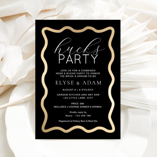 Invitation Vague Or Noir Fête Hucks (Créateur téléchargé)