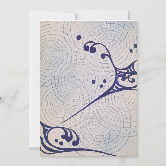 Invitation Vagues bleues Art déco vintage (Devant)