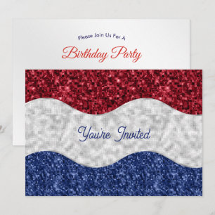 Invitation Vagues de mosaïque patriotique pour anniversaire