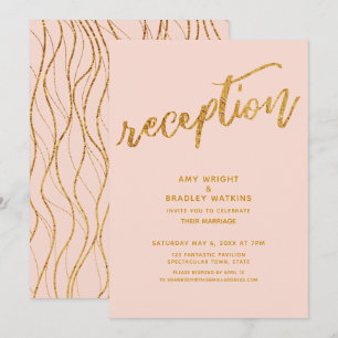 Invitation Vagues dorées et réception de mariage avec fard à 