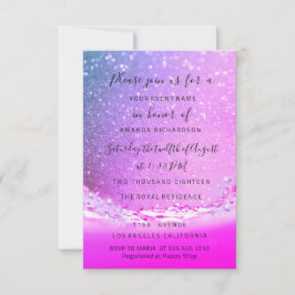 Invitation Vagues Océan Fuchsia Mariage rose