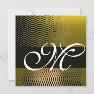 Invitation VAGUES STYLÉES MONOGRAMME, topaze jaune