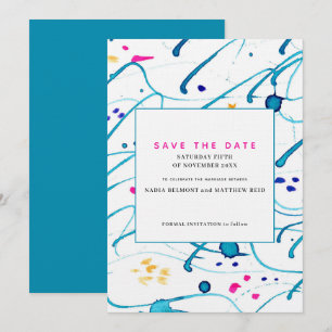 Invitation Vagues tropicales abstraites mariage date de sauve