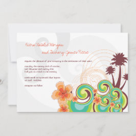 Invitation Vagues tropicales Hibiscus Orange Destination Mari