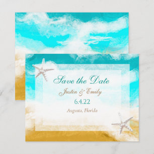 Invitation Vagues turquoise au bord de l'océan Enregistrez la