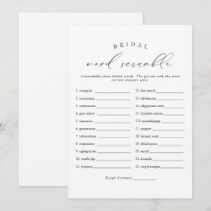 Invitation VALENTINA Jeu de mots mêlés élégant pour mariage a