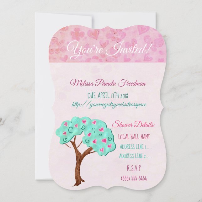 Invitation Valentine Blossoms adorable FÊTE DES MARIÉES BÉBÉ (Dos)