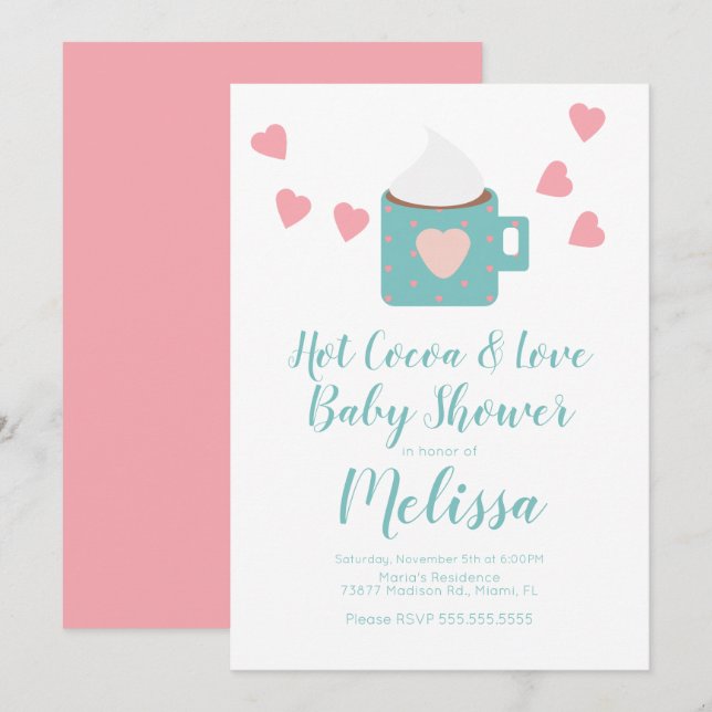 Invitation Valentine Cocoa Campfire Baby shower de Musique Tu (Devant / Derrière)
