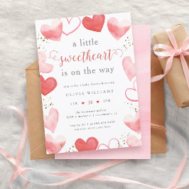 Invitation Valentine coeur amoureuse Baby shower fille