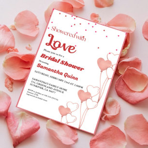 Invitation Valentine Fête des mariées de coeur rose et rouge