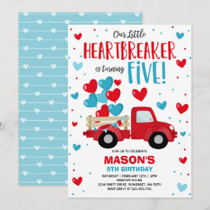 Invitation Valentine Heartbreaker 5Anniversaire Red Blue Truc