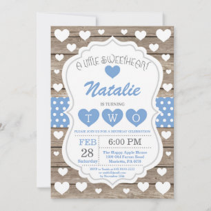 Invitation Valentine Little Sweetheart Deuxième 2e anniversai
