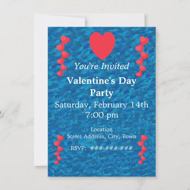 Invitation Valentine Mermaid Gold String des Coeurs rouges bl (Devant)