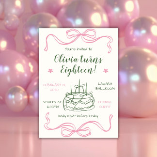 Invitation Valentine’s Day Pink Bow 18th Birthday Party