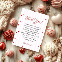 Valentine Sweatheart birthday Thank You card