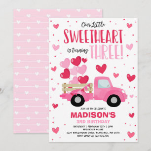 Invitation Valentine Sweetheart 3e anniversaire Camion rouge 