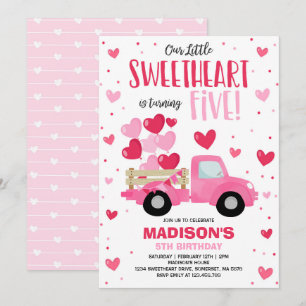 Invitation Valentine Sweetheart 5Anniversaire Camion rouge ro