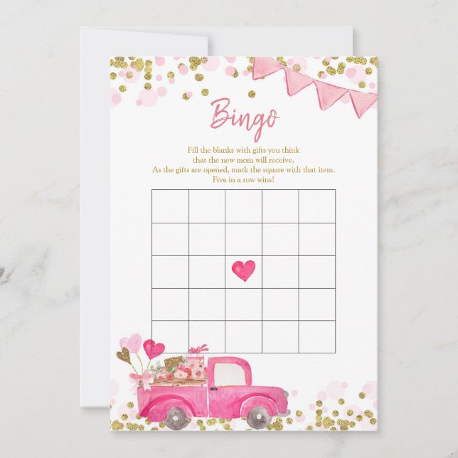 Invitation Valentine Truck Sweetheart Jeu de Bingo (Devant)