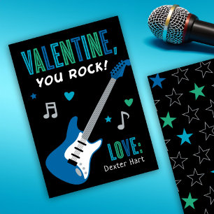Invitation Valentine You Rock Guitare Bleue Enfants Valentine