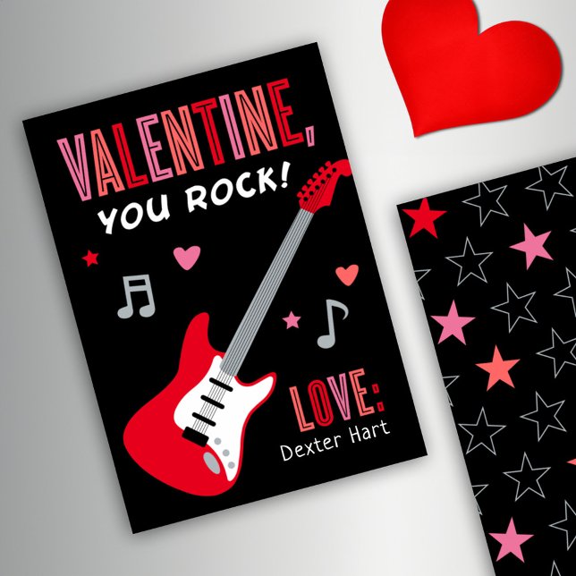 Invitation Valentine You Rock Guitare Rouge Enfants Saint Val (Créateur téléchargé)