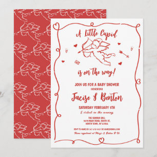 Invitation Valentines Baby shower Cupid Red Boy Love