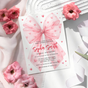 Invitation Valentines Baby shower de Coeurs Bow Rose