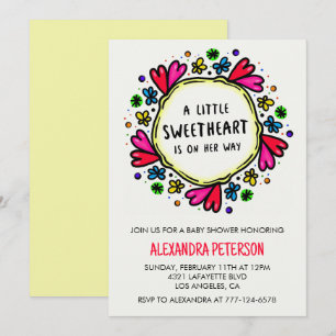 Invitation Valentines baby shower de jour coeur lunatique