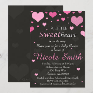 Invitation Valentines Baby shower Invitation, Douche Rose