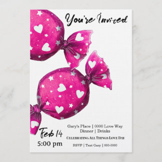 Invitation Valentines Candy Covered in Hearts Party