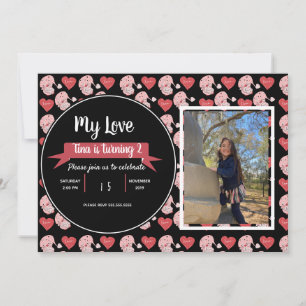 Invitation Valentines Day Gnome Doodle Kids Party Photo Inv