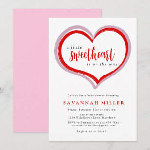 Invitation Valentines Day Petit Baby shower rose amoureux