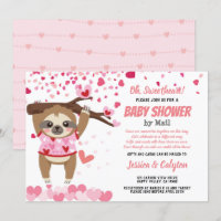Valentines Day Sloth Girl Baby shower par la poste