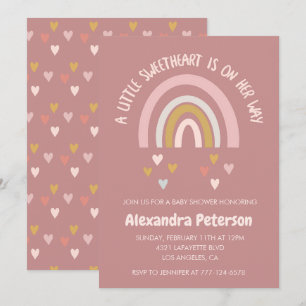 Invitation Valentines jour baby shower arc-en-ciel coeur