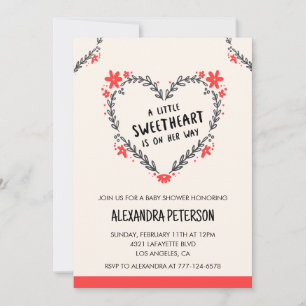 Invitation Valentines jour baby shower coeur floral