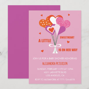 Invitation Valentines jour baby shower mignon Bouquet Coeurs 
