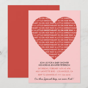 Invitation Valentines jour baby shower rose rouge grand coeur