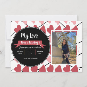 Invitation Valentines Jour Coeurs Doodle Kids Party Photo