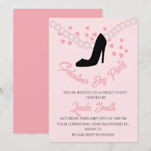 Invitation Valentines Jour Coeurs noirs roses talons