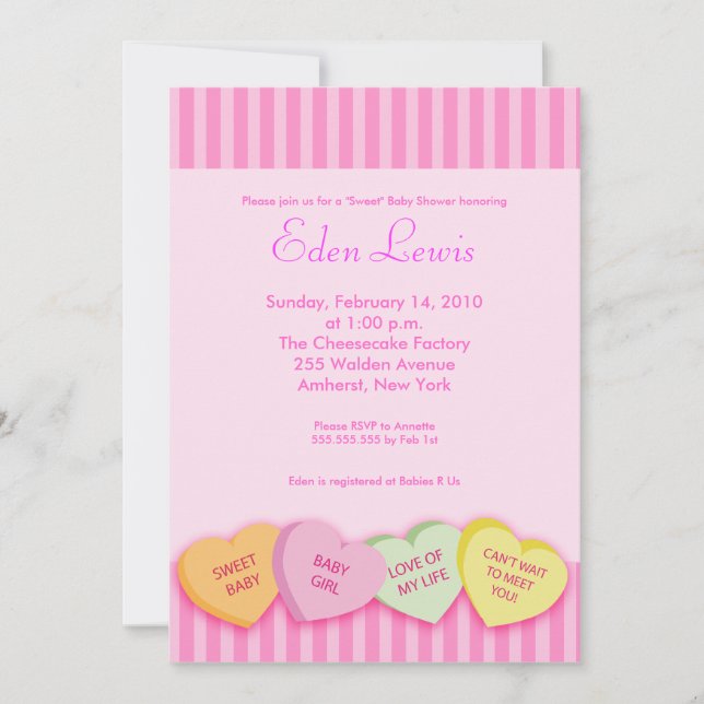 Invitation Valentines Jour Conversation Baby shower Coeur (Devant)