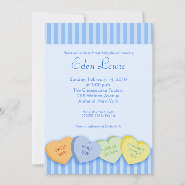 Invitation Valentines Jour Conversation Baby shower Coeur (Devant)