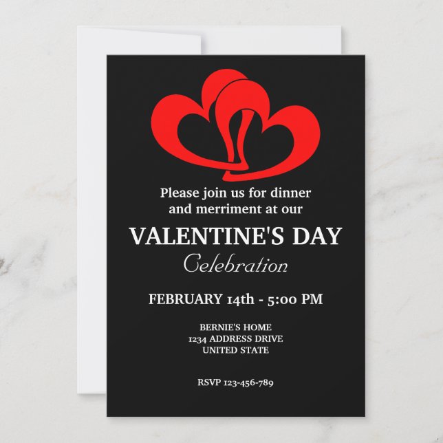 INVITATION VALENTINES JOURNÉE FÊTE AU COEUR ROUPLE (Devant)