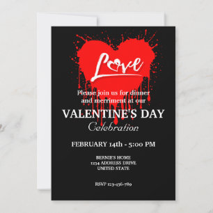 INVITATION VALENTINES JOURNÉE FÊTE AVEC AMOUR DU COEUR ROUGE